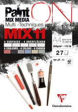 Bloc PaintON MIX11 - 27 feuilles assorties  A4 250g - Clairefontaine