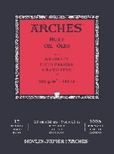 Bloc 12 feuilles Huile (collées 1 côté) 23x31 cm 300g/m², grain fin blanc