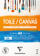 Bloc 10 feuilles toile à peindre polycoton blanc - 200g/m² - Format A4 & A3