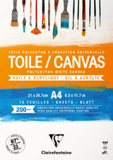 Bloc 10 feuilles toile à peindre polycoton blanc - 200g/m² - Format A4 & A3
