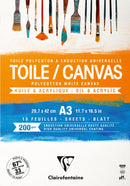 Bloc 10 feuilles toile à peindre polycoton blanc - 200g/m² - Format A4 & A3