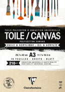 Bloc 10 feuilles toile à peindre polycoton naturel - 210g/m² - Format A4 & A3