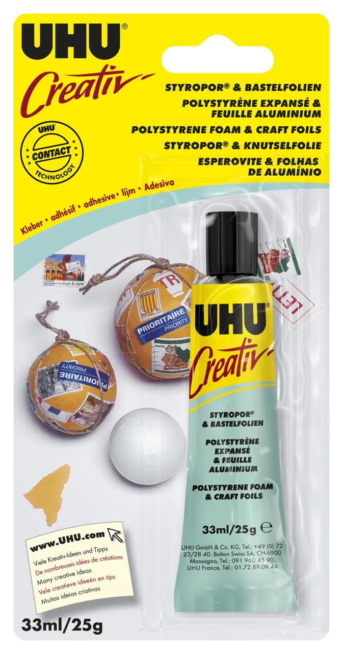 Colle pour polystyrène expansé et feuilles aluminium Uhu creativ