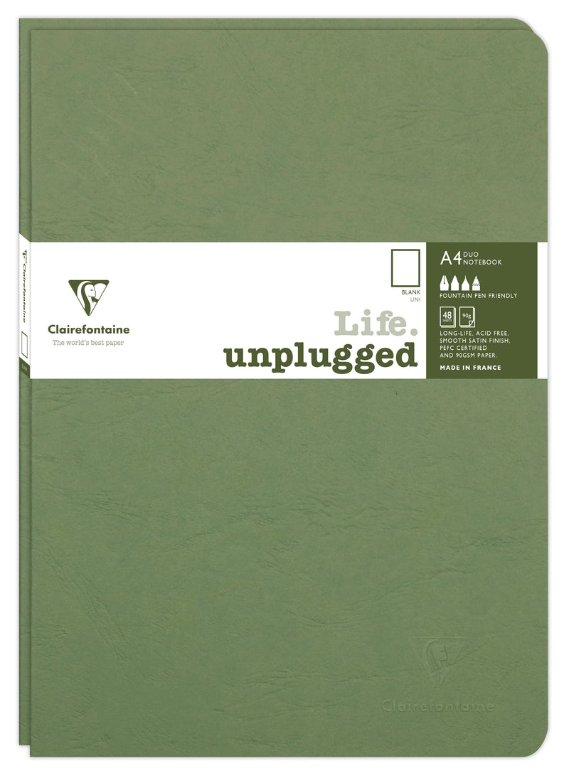 Lot de 2 cahiers piqués AGE BAG A4 96 pages unis - Couverture verte