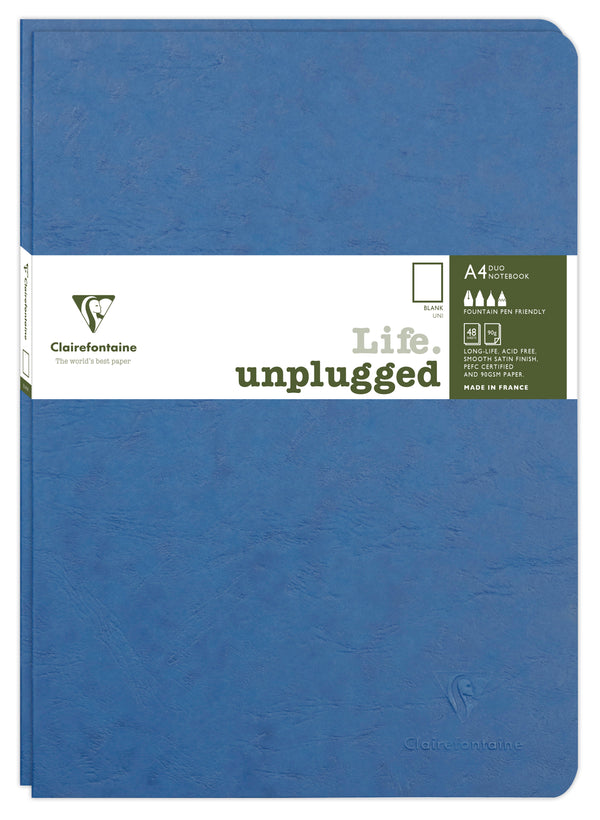 Lot de 2 cahiers piqués AGE BAG A4 96 pages unis - Couverture bleue