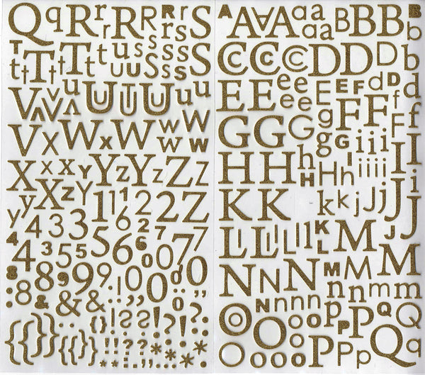 Stickers Alphabet pailletés or- 300 pièces