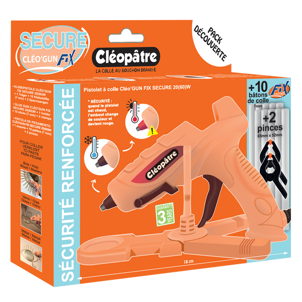 Pistolet Cléo'GUN FIX SECURE + station + 10 bâtons recharges + 2 pinces