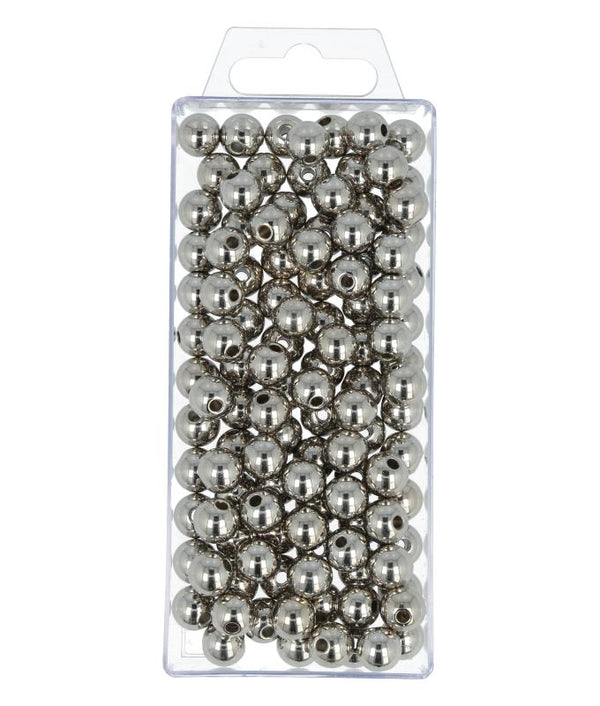 Perles métallisées en plastique couleur argent