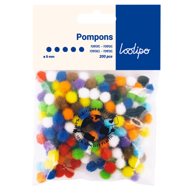 Lot de 200 mini pompons multicolores 0,8cm