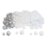 Lot de 200 pompons blancs - 3 tailles différentes - 2 coloris