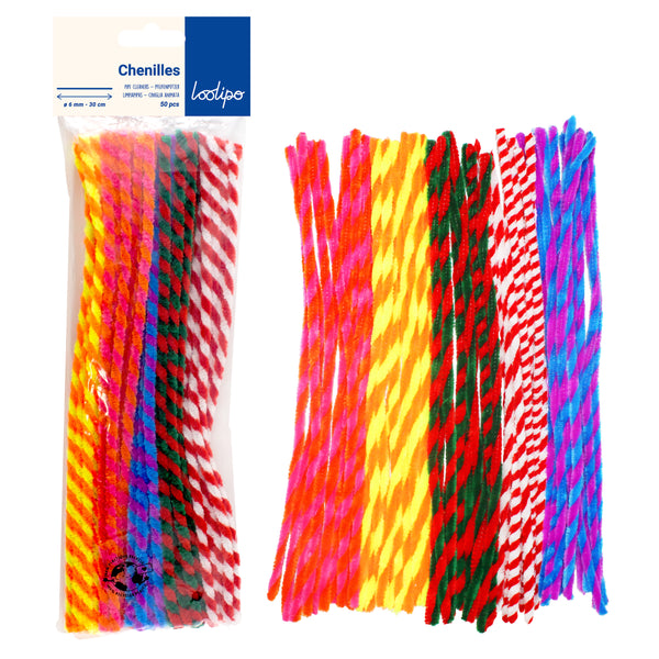 Lot de 50 chenilles Twist multicolores