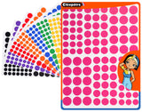 Gommettes rondes-3 tailles-8 couleurs -864 pièces