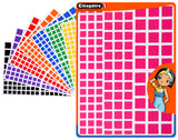 Gommettes carrées-3 tailles-8 couleurs -960 pièces
