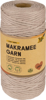 Fil de macramé COZY TAUPE, longueur: 100 m - Diamètre 3,5 mm - 100% coton