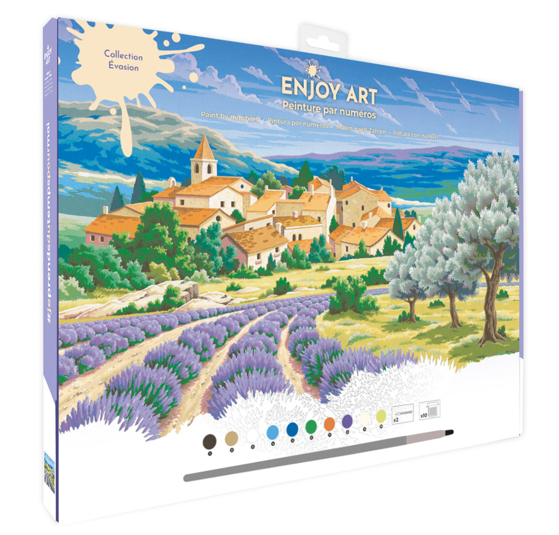 Peinture Par Numéros Enjoy Art 'Balade Alsace' - Kit Complet 30x30 Cm, 10 Couleurs, Pinceaux, Accroche