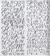 Alphabet Stickers feutrine pailletés Argent - 177 pièces
