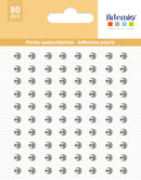 80 perles adhésives argent