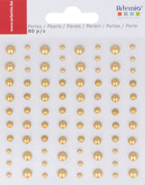 80 perles adhésives or diamètres assortis