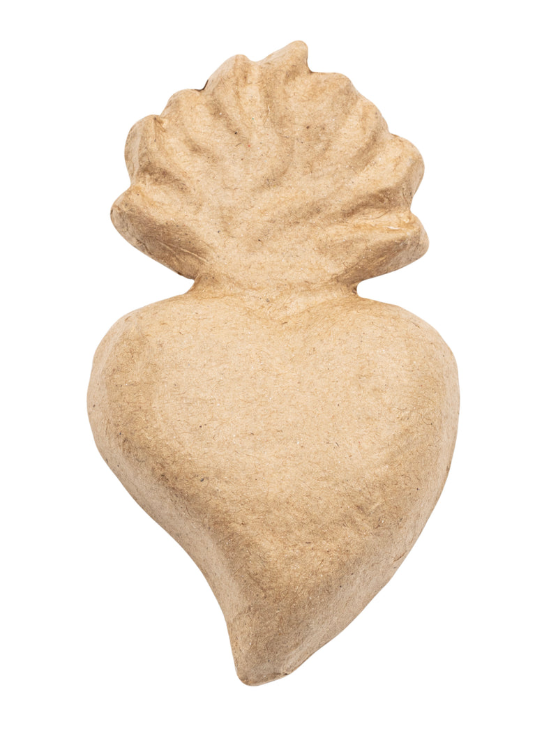Papier mâché déco Ex-voto coeur flamme