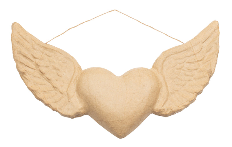 Papier mâché déco Ex-voto coeur ailes