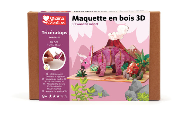 Maquette bois 3D Triceratops