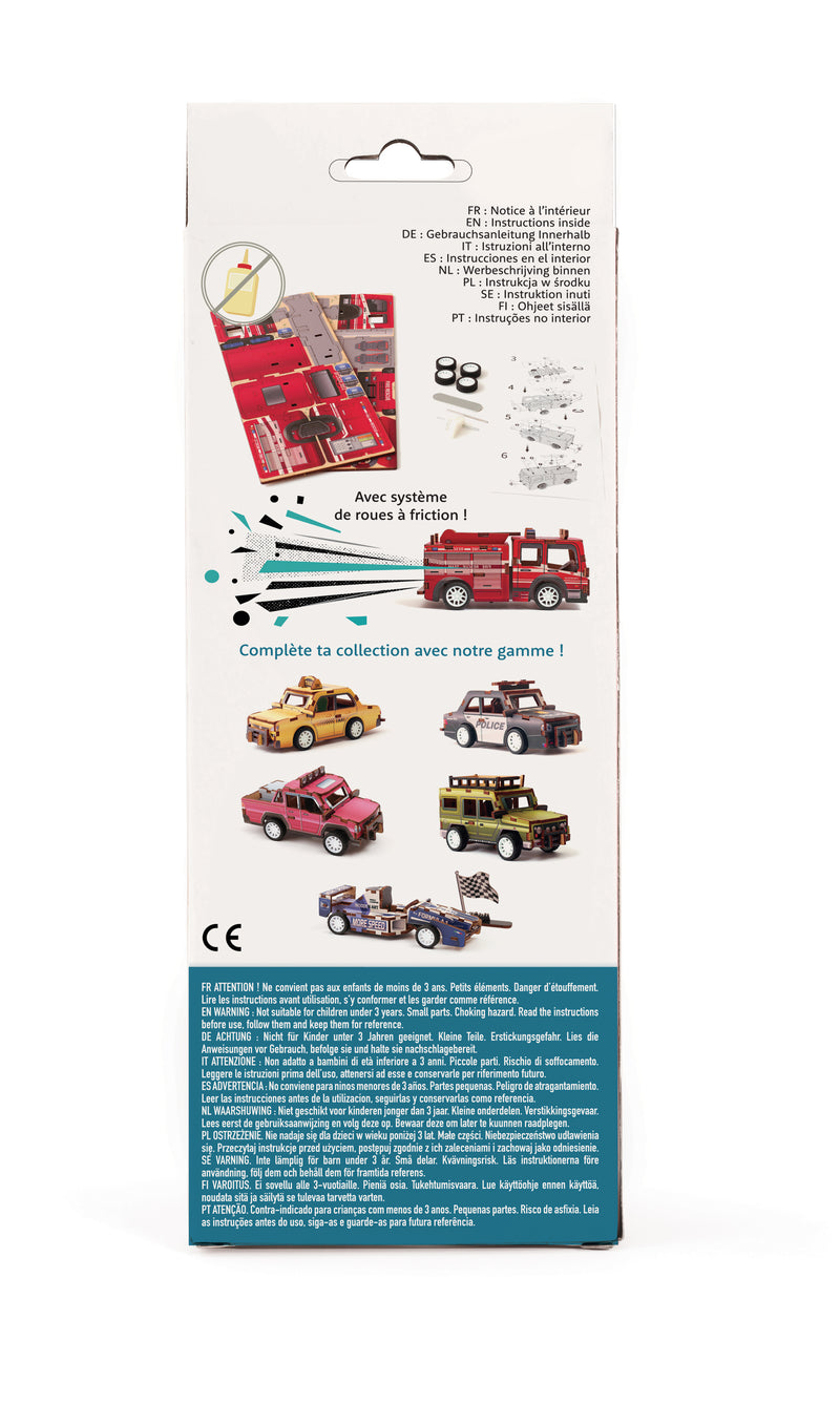 Maquette bois 3D véhicule Camion de pompiers