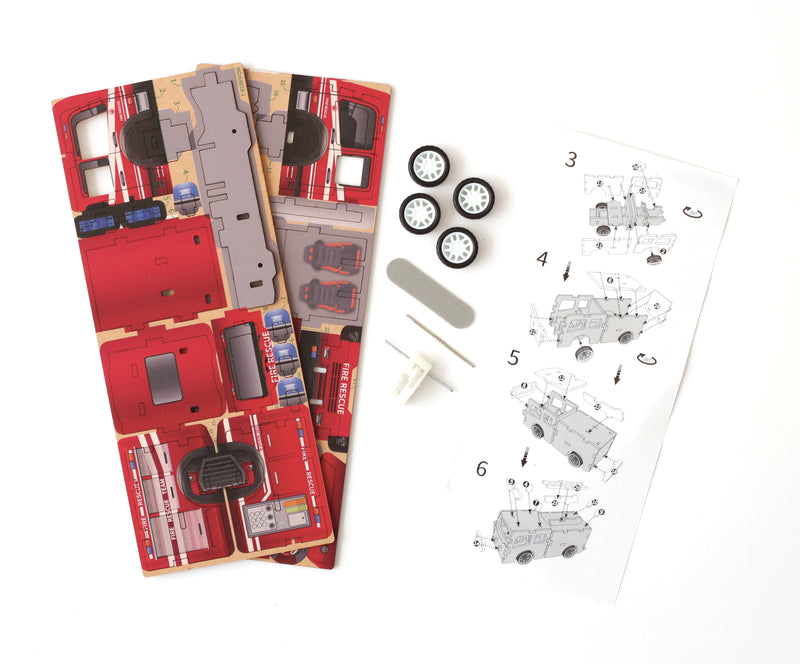 Maquette bois 3D véhicule Camion de pompiers