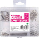 Coffret d'apprêts bijoux couleur argent - 407 pèces