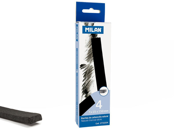 Etui de 4 fusains naturels rectangulaires 15x7mm Milan