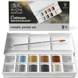 Peinture aquarelle Cotman Winsor & Newton 8 1/2 godets "Couleurs Métalliques"
