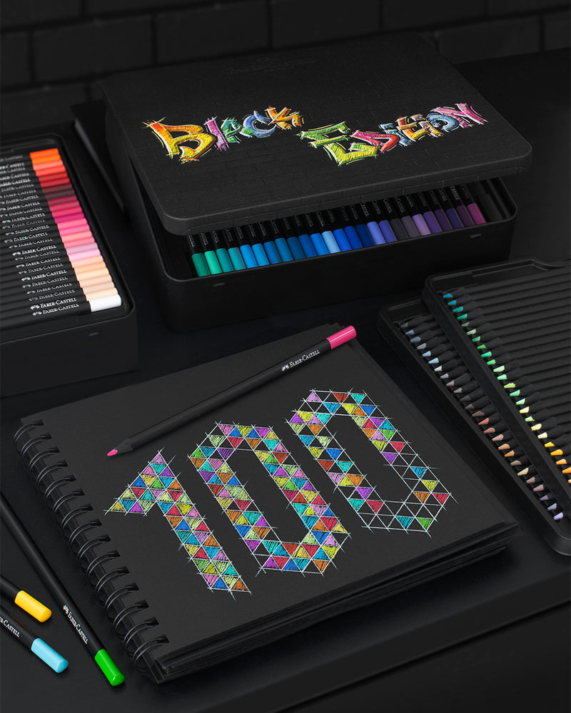 Boîte métal de 100 Crayons de couleurs Black Edition