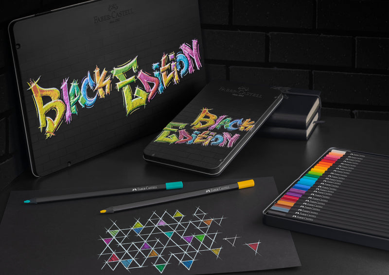 Boîte métal de 36 Crayons de couleurs Black Edition