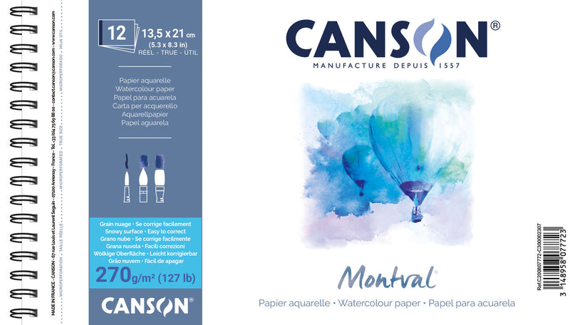 Canson® - Montval® - Papier Aquarelle - Bloc de 12 Feuilles - Avec Canson® - Montval® - Papier Aquarelle - Bloc de 12 Feuilles - Avec