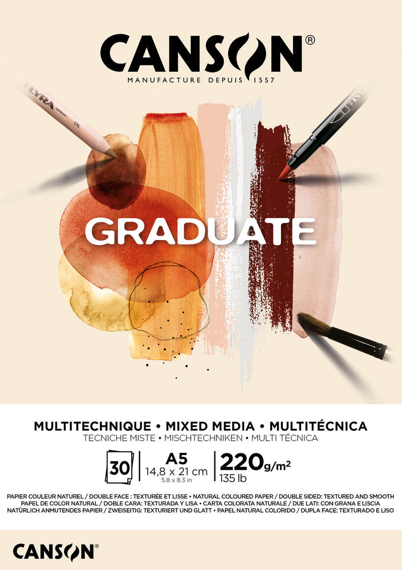 Bloc Graduate Mix Media Papier Naturel - 30 Feuilles