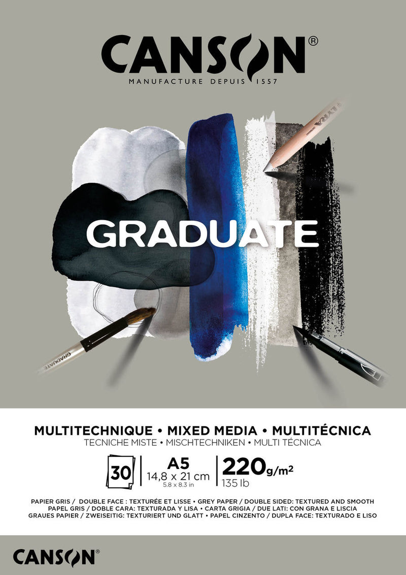 Bloc Mix Media Papier Gris Graduate