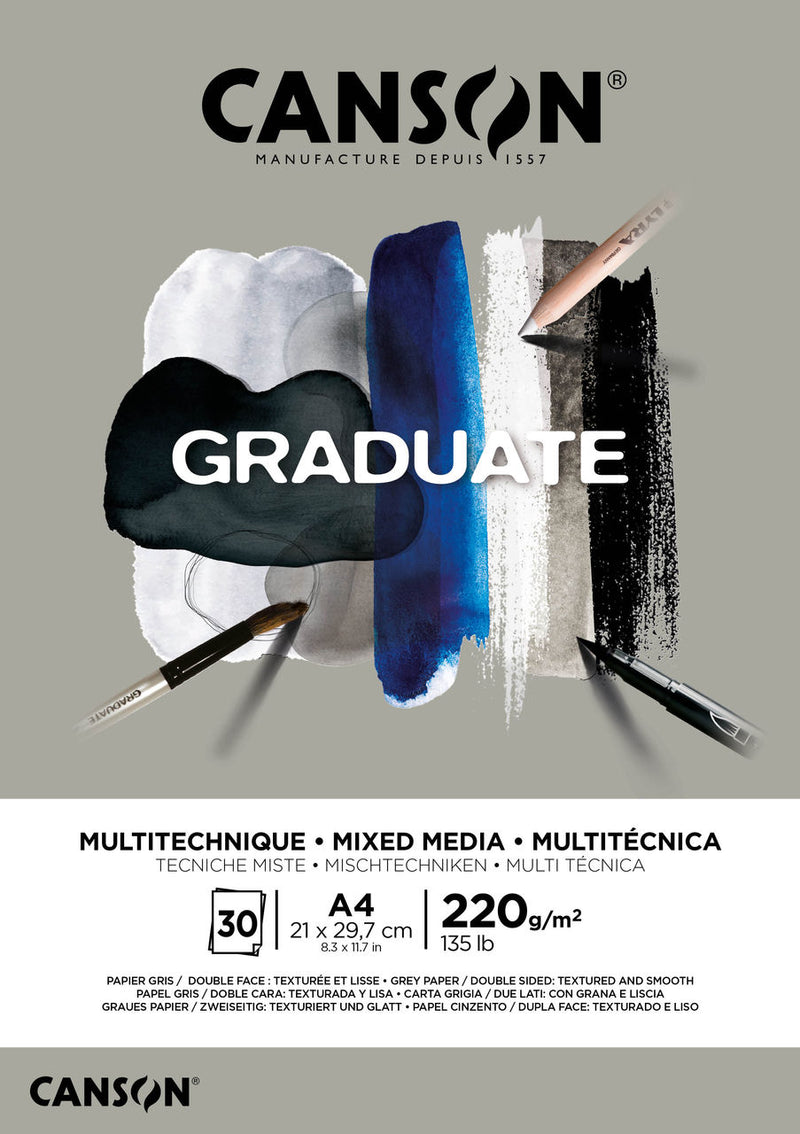 Bloc Mix Media Papier Gris Graduate