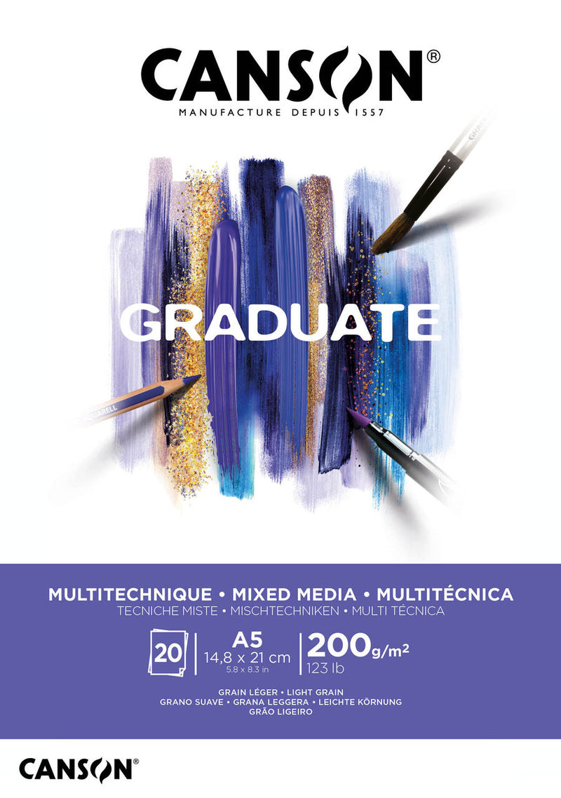 Bloc Mix Media Papier Blanc Graduate - 20 Feuilles