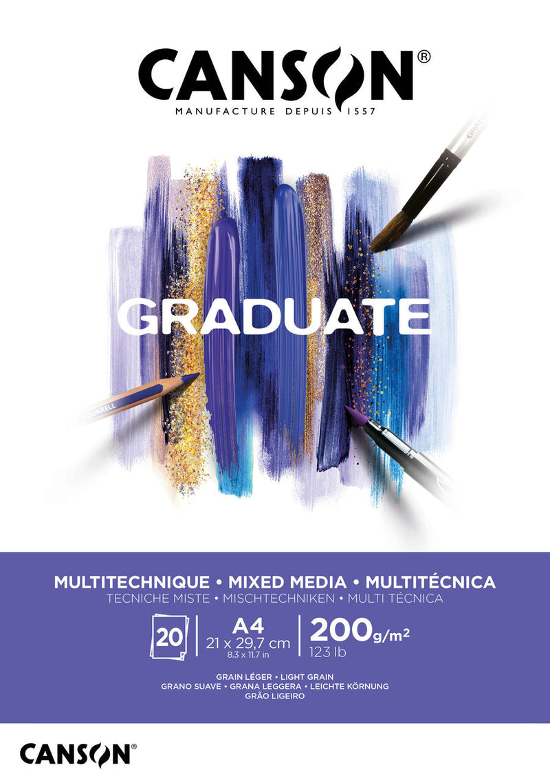 Bloc Mix Media Papier Blanc Graduate - 20 Feuilles