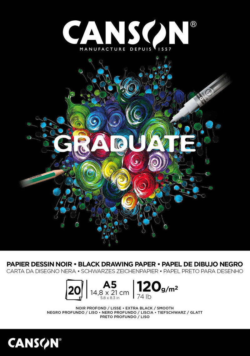 Bloc Dessin Graduate Papier Noir - 20 FEUILLES