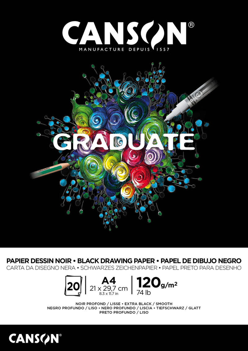 Bloc Dessin Graduate Papier Noir - 20 FEUILLES