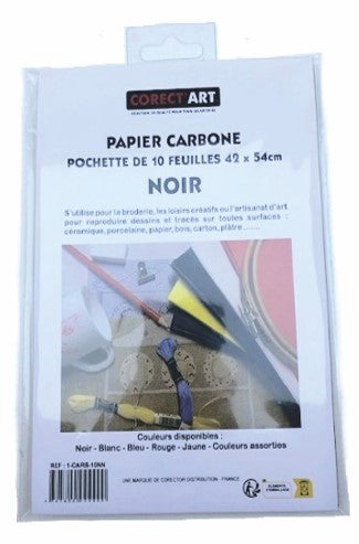 Pochette papier carbone de 2 ou 10 feuilles - 42 x 54cm - 4 coloris