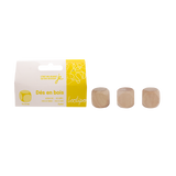 Lot de 3 dés en bois naturel