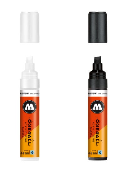 Marqueur Molotow ONE4ALL 127HS, 227HS & 327HS noir et blanc brillant