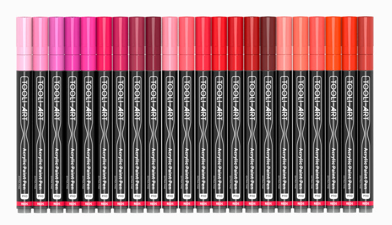 Set de 22 marqueurs acrylique Tooli-Art 0,7 mm - Rouge