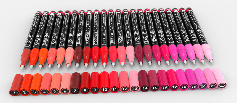 Set de 22 marqueurs acrylique Tooli-Art 0,7 mm - Rouge