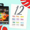 Pigment brush 371 - Etui carton 12 feutres pointe pinceau couleurs basiques assorties - Encre Multi Ink intense