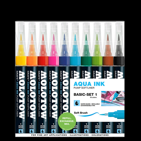 Set basic n°1 Feutre Aqua Ink pump Softliner - 10 feutres assortis