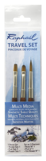 Pochette 3 pinceaux multi-média