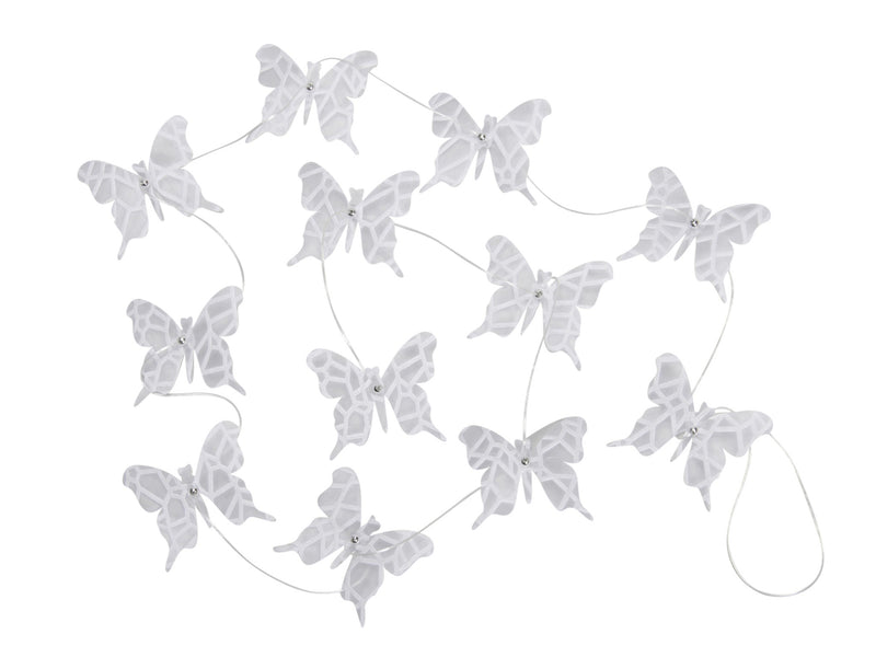 Guirlande de 8 ou 12 papillons blancs