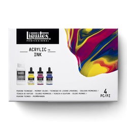 Set Liquitex INK couleurs primaires 3 x 30 ml + 1 medium de lissage 118 ml -"Pouring technique"- Liquitex